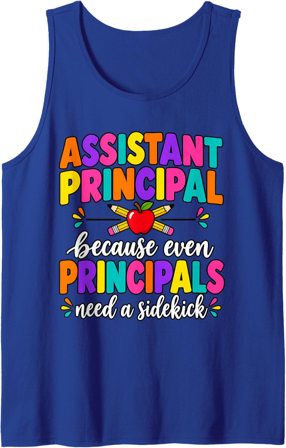 Assistant Principal Sidekick Administrator Back to School Sleeveless Tank Top - Royal Blue
