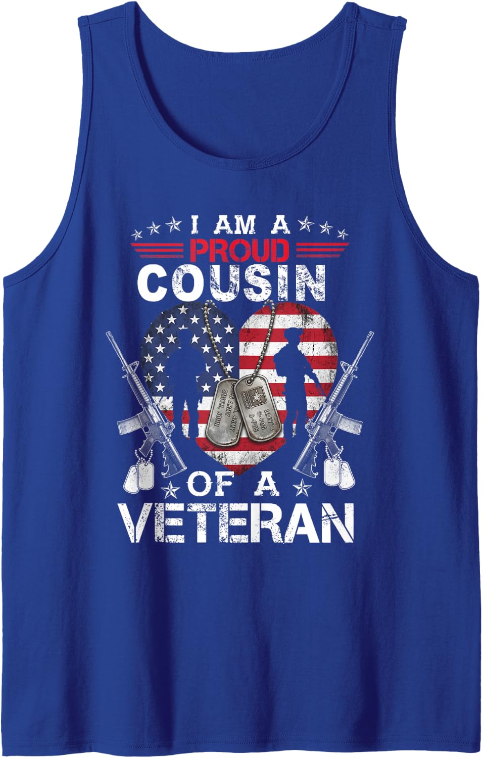 Proud Cousin Veteran Nothing Scares Patriotic Veterans Day Tank Top - Royal Blue