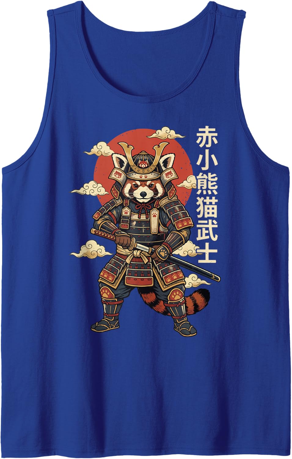 Red Panda Samurai Japanese Sleeveless Tank Top - Royal Blue