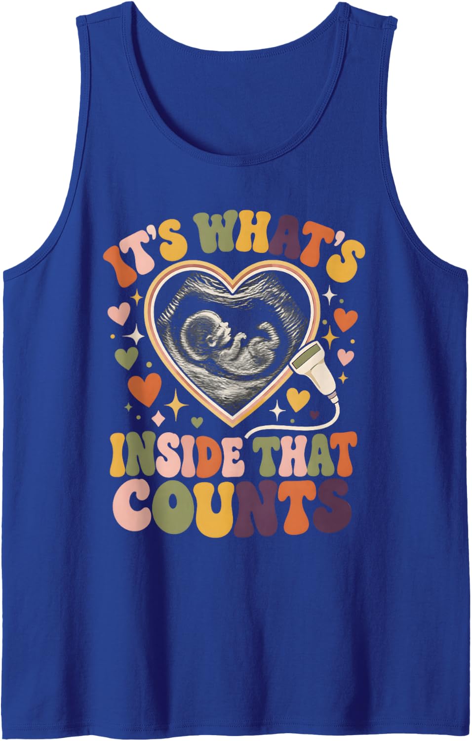 It's What's Inside that Counts OB Sonographer Tech Sleeveless Tank Top - Royal Blue