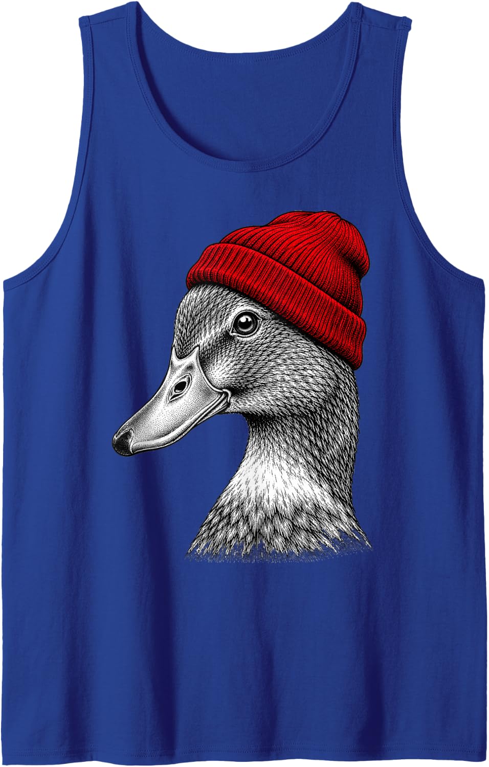 Duck Wearing Beanie Funny Chill Animal Lover Sleeveless Tank Top - Royal Blue