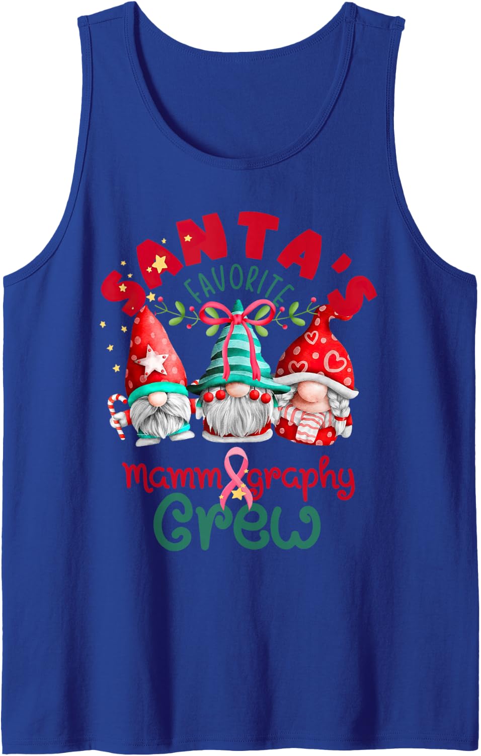 Santa's Favorite Mammography Christmas Mammo Technologist Sleeveless Tank Top - Royal Blue