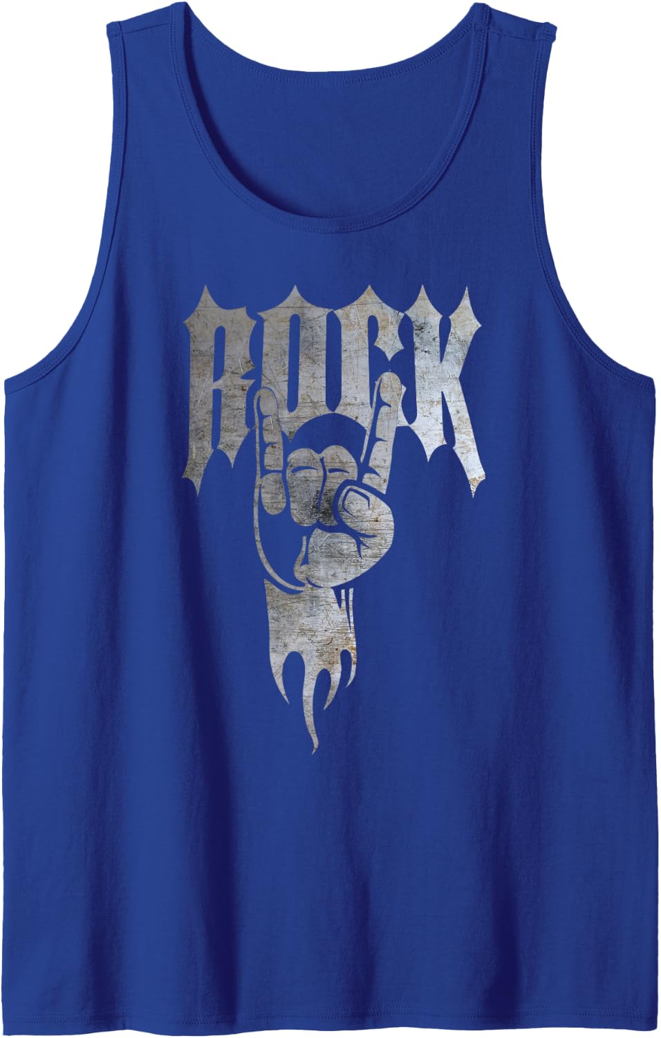 Distressed Metal 80's Rocker Tank Top - Royal Blue