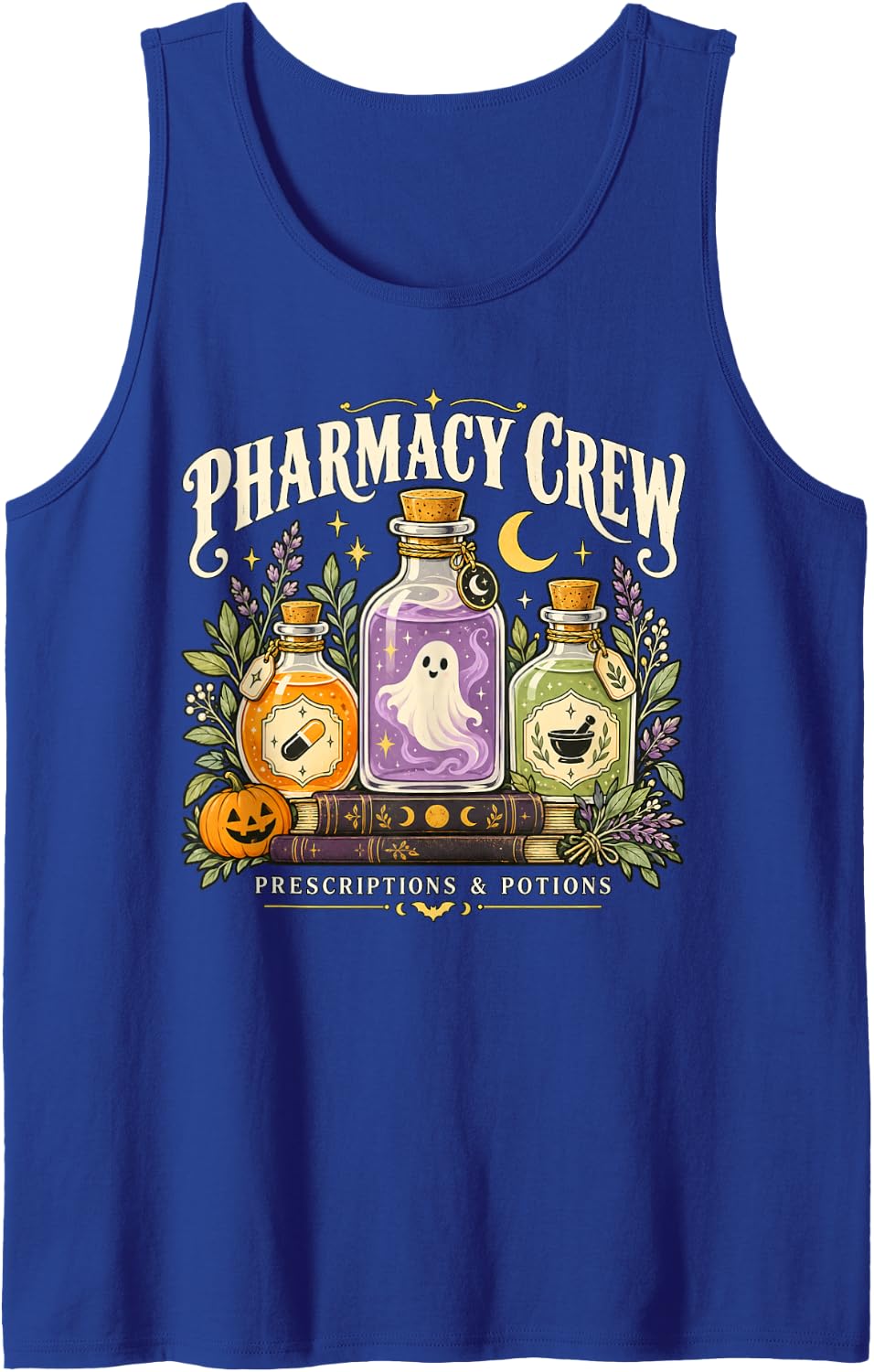 Halloween Pharmacist Crew Ghost Spooky Pharmacy Tech Sleeveless Tank Top - Royal Blue