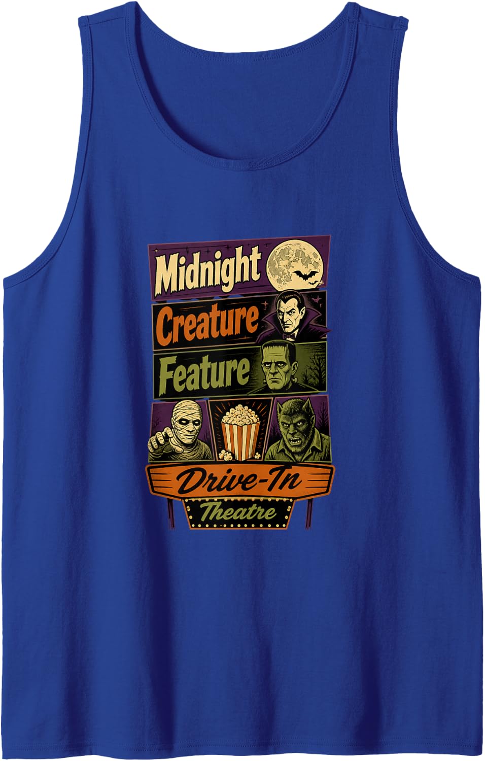 Drive in Theatre Midnight Creature Feature Tank Top - Royal Blue