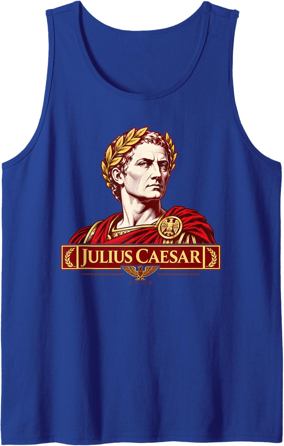 Julius Caesar Vintage Roman Empire Portrait Sleeveless Tank Top - Royal Blue