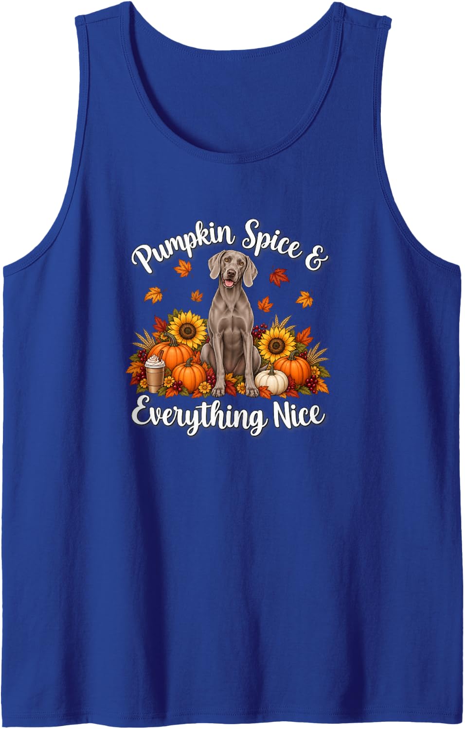 Gray Ghost Hunting Dog Moms Pumpkin Spice Nice Weimaraner Sleeveless Tank Top - Royal Blue
