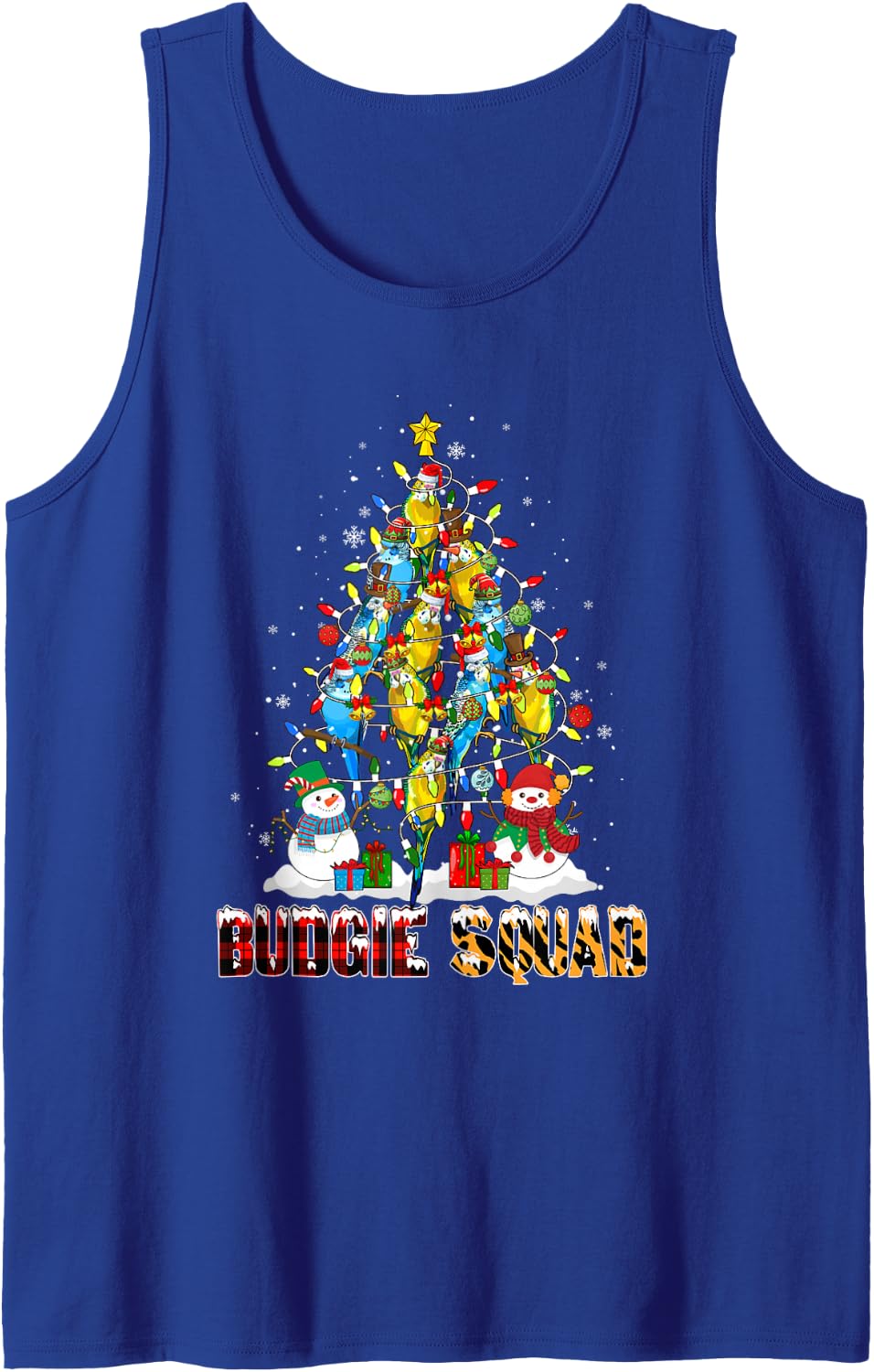 Budgie Squad Santa Reindeer Elf Budgies Christmas Tree Birds Sleeveless Tank Top - Royal Blue