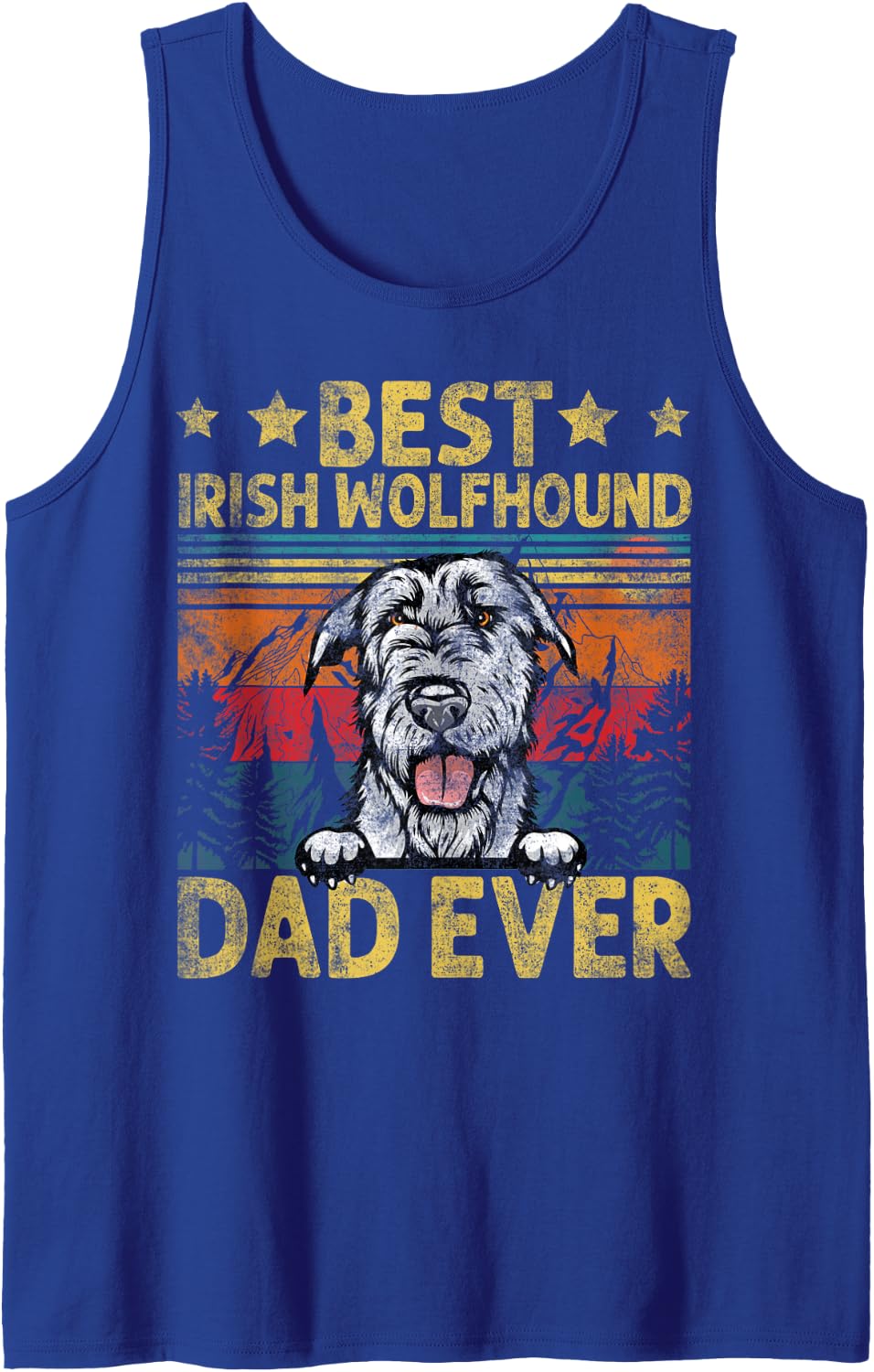 Best Irish Wolfhound Dad Ever Vintage Dog Gift Father's Day Sleeveless Tank Top - Royal Blue