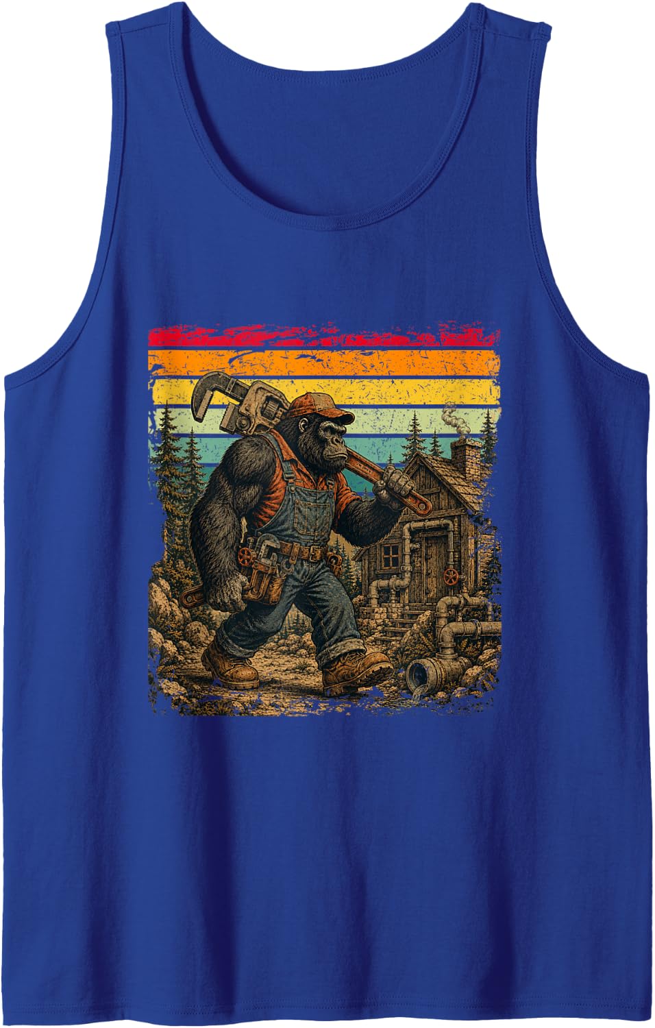 Plumber and Gorilla Retro Tank Top - Royal Blue