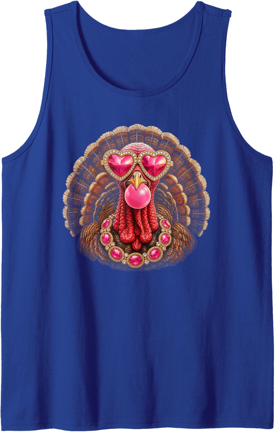 Glamorous Turkey Heart Sunglasses Thanksgiving Sleeveless Tank Top - Royal Blue