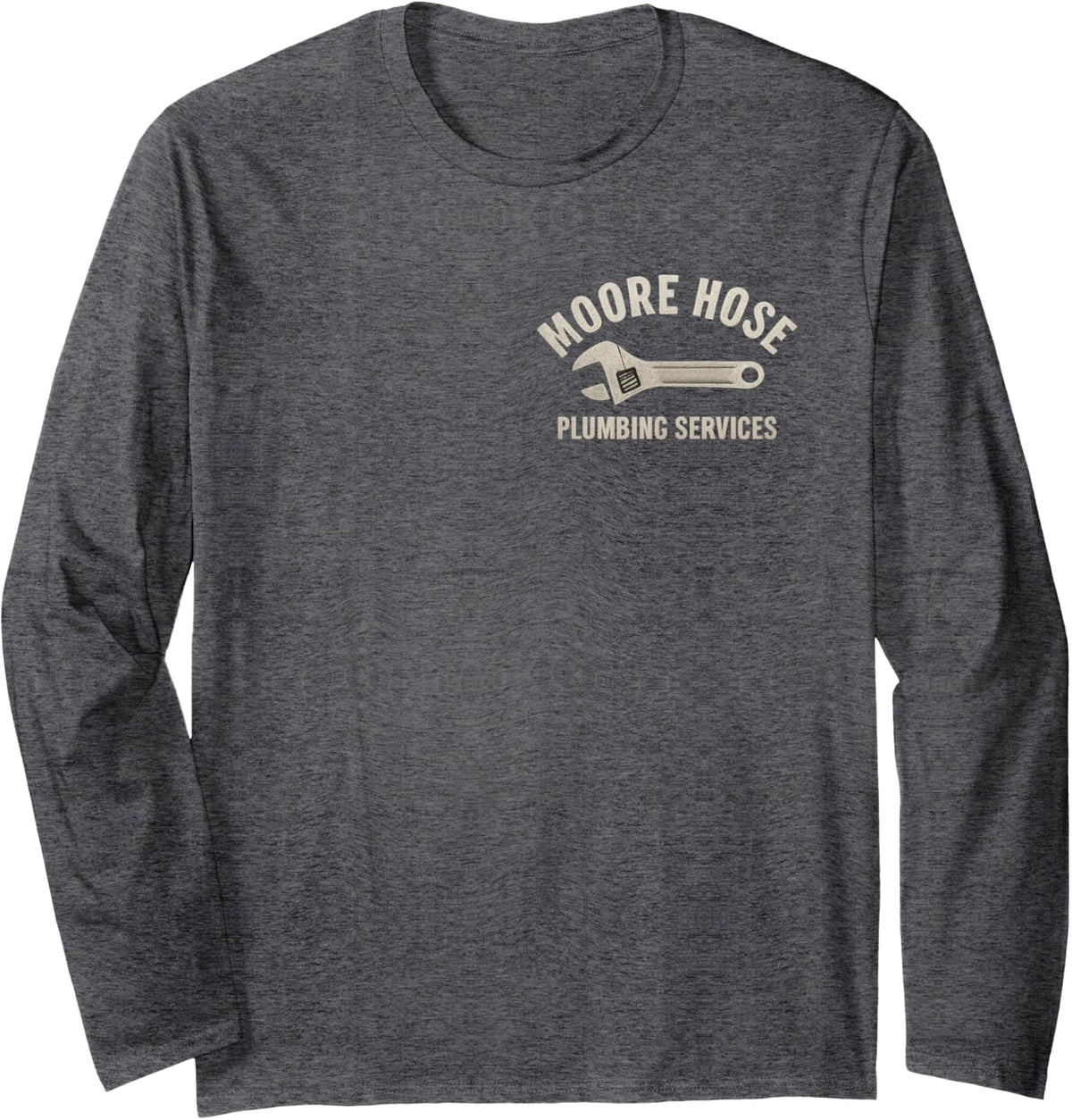 Moore Hose Plumbing Services Vintage Laying Pipe Since 1969 Long Sleeve T-Shirt - Adult Unisex Dark Heather Grey