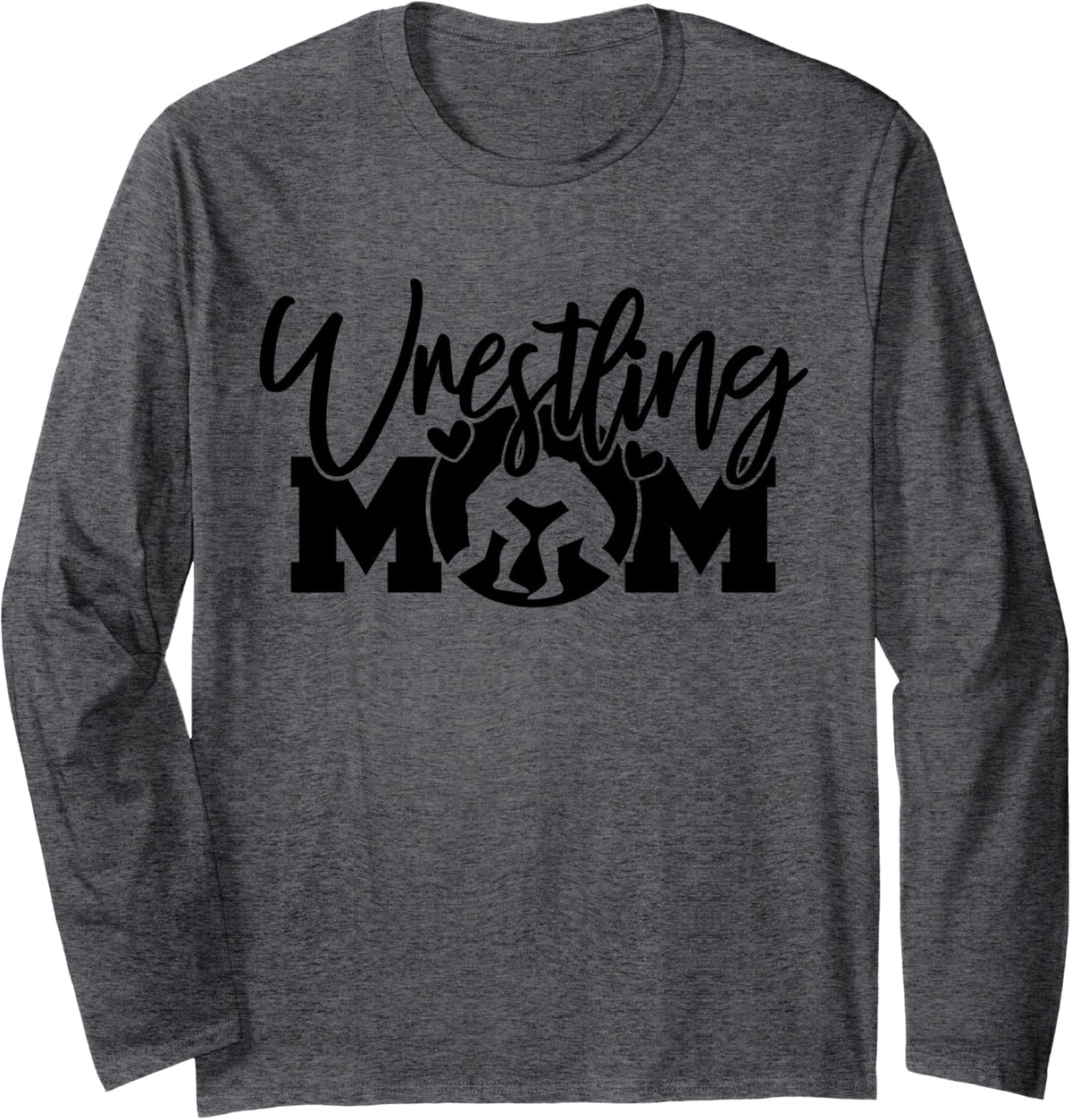 Wrestling Mom Mama Mother Sports Mothers Long Sleeve T-Shirt - Adult Unisex Dark Heather Grey