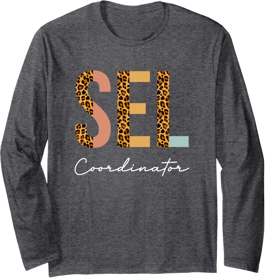 Matching Social Emotional Learning Teacher SEL Coordinator Long Sleeve T-Shirt - Adult Unisex Dark Heather Grey