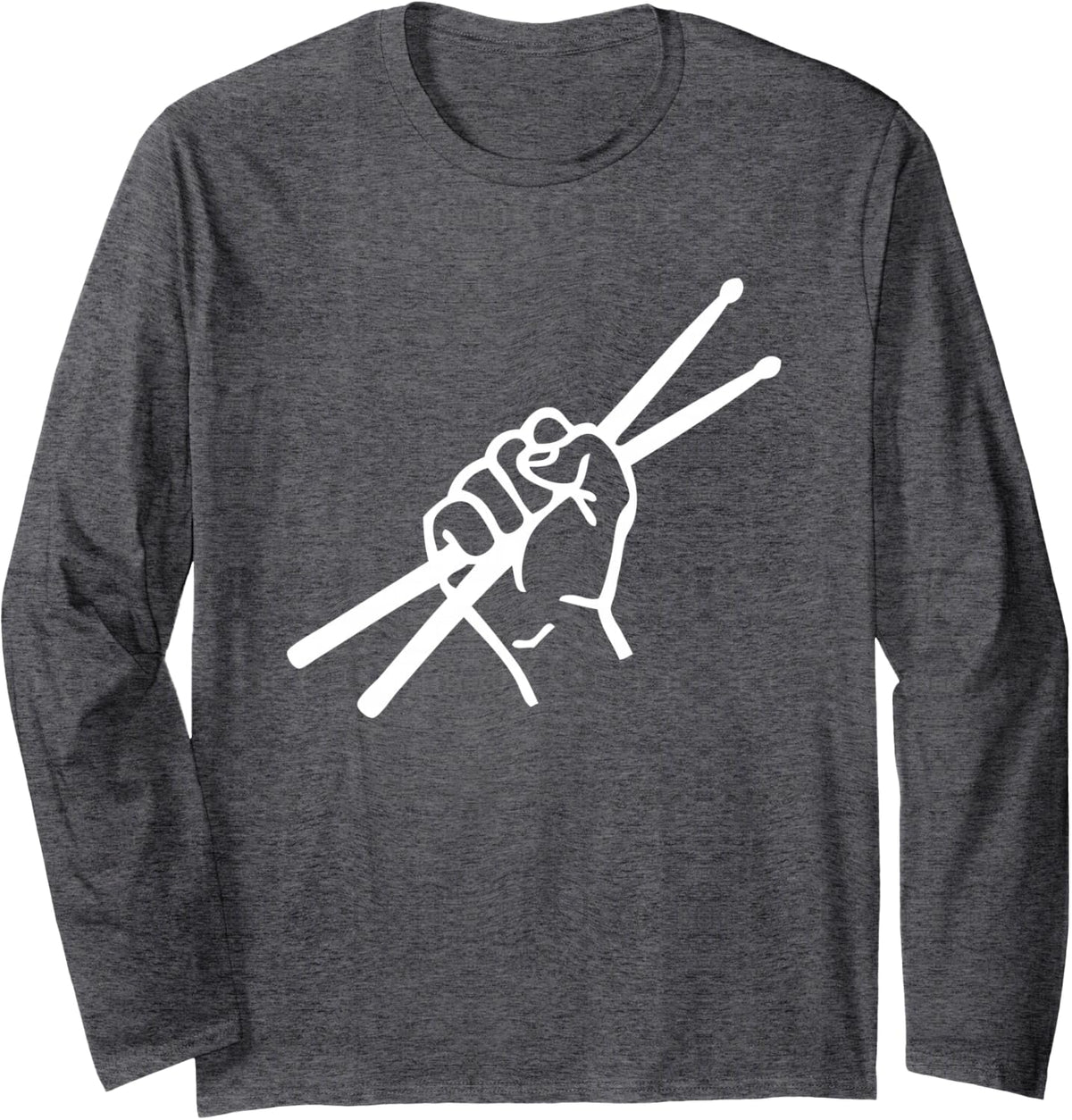 Drumsticks Drum Set Drums Long Sleeve T-Shirt - Adult Unisex Dark Heather Grey