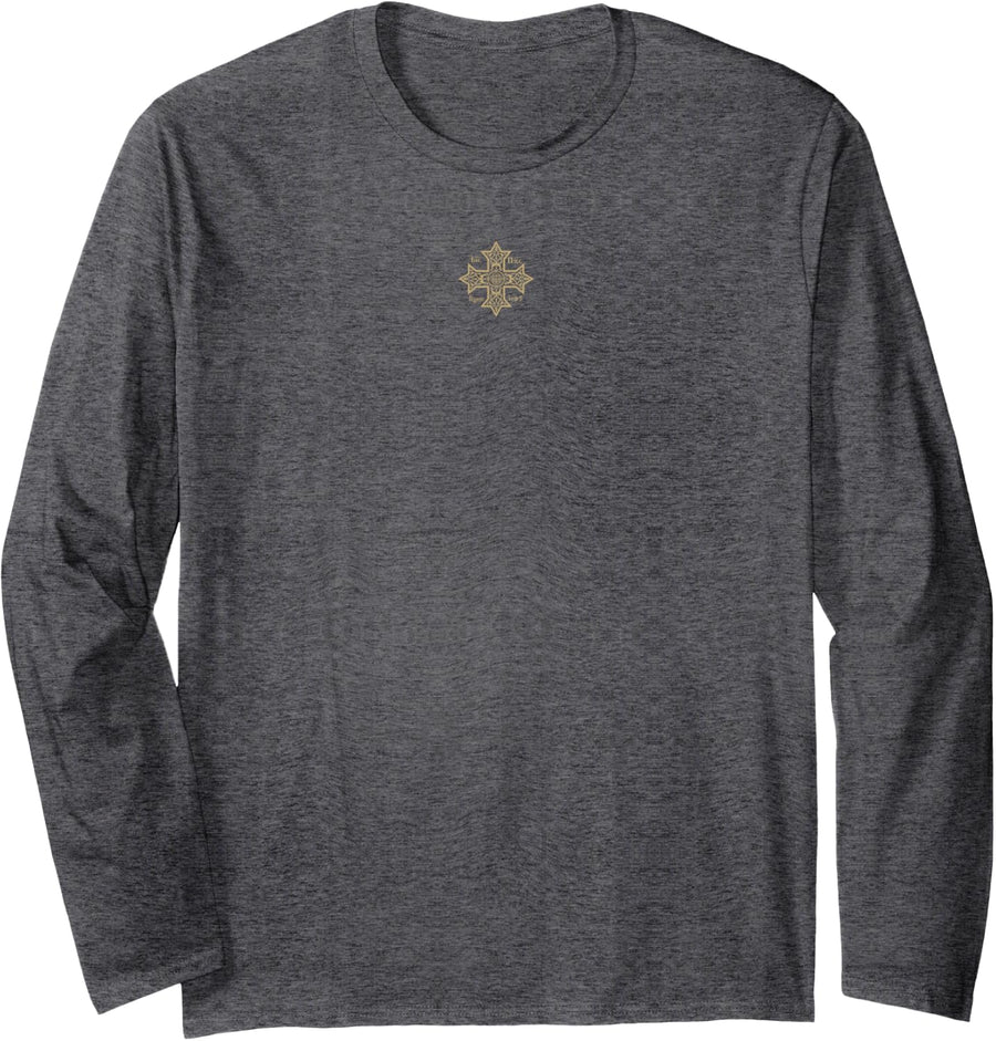 COPTIC CROSS COPTIC ORTHODOX CHURCH EASTERN CHRISTIAN SYMBOL Long Sleeve T-Shirt - Adult Unisex Dark Heather Grey