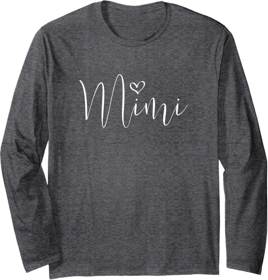 Mimi for Woman Grandma Christmas Birthday Mother's Day Long Sleeve T-Shirt - Adult Unisex Dark Heather Grey
