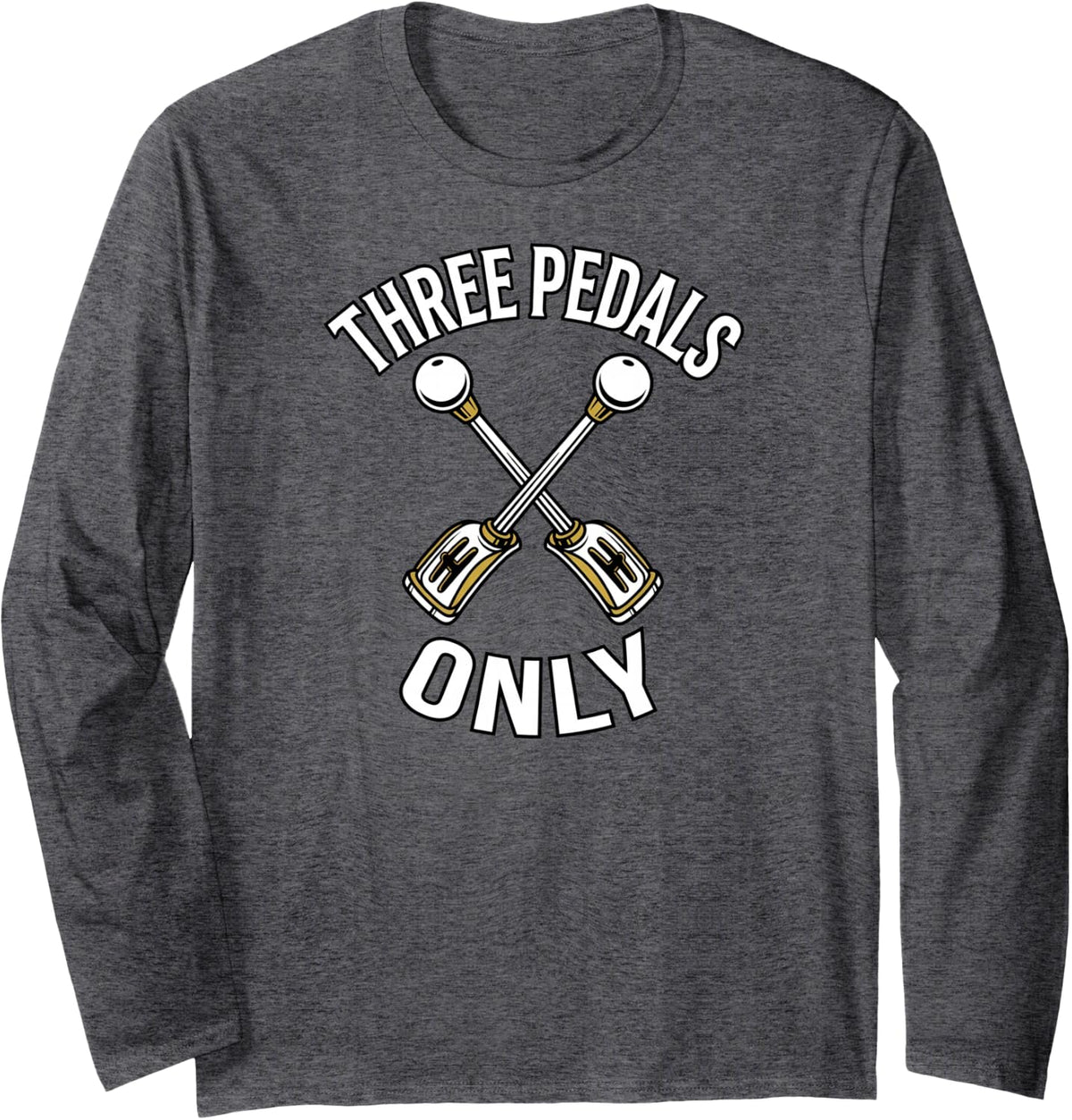 Manual Transmission Stick Shift Three Pedals Only Long Sleeve T-Shirt - Adult Unisex Dark Heather Grey