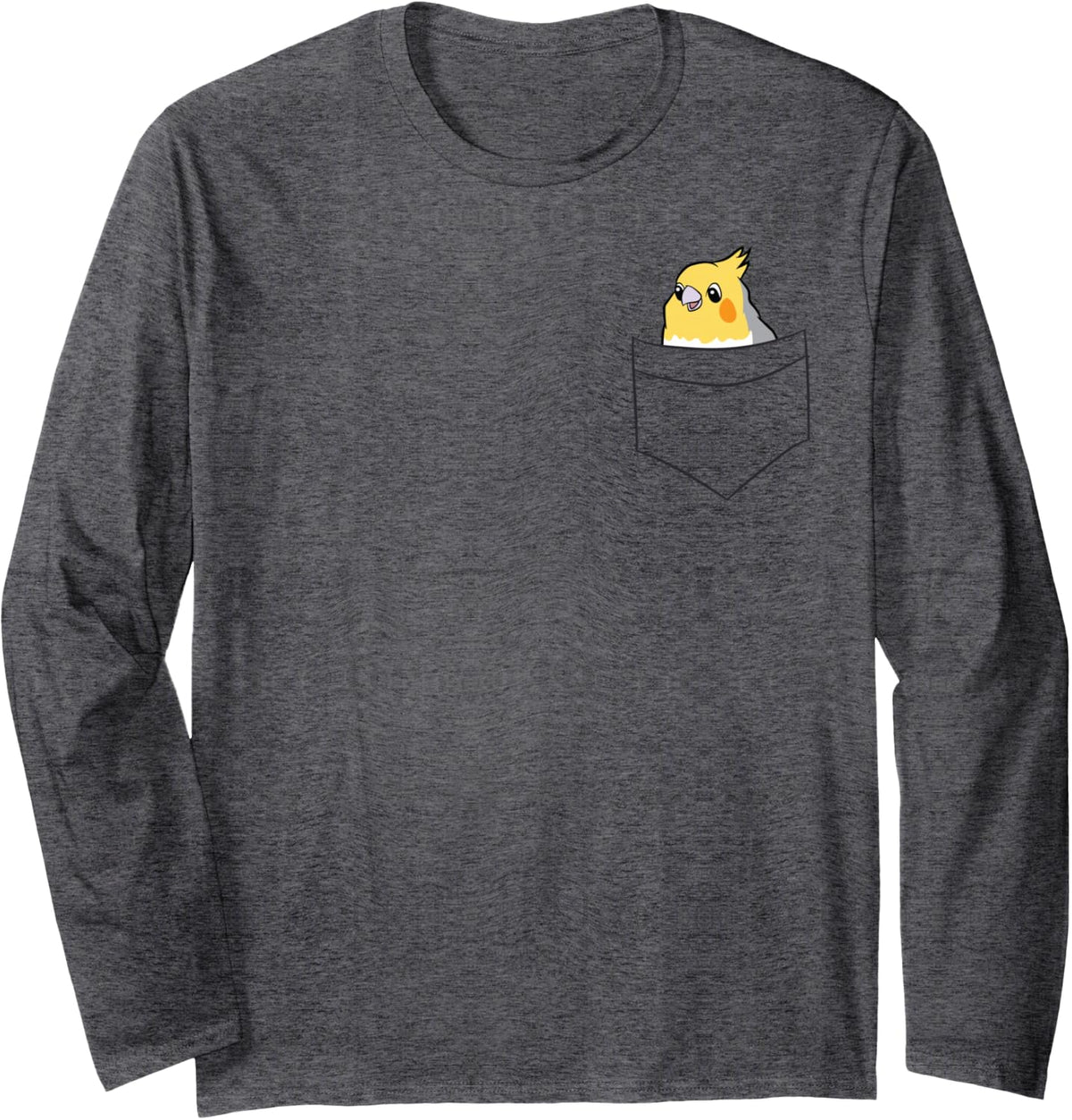 Cockatiel in Bag Bird Cockatiel Parakeet Long Sleeve T-Shirt - Adult Unisex Dark Heather Grey