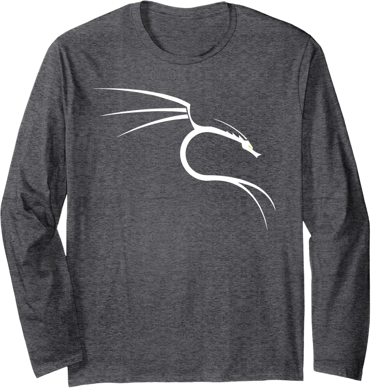 Cool Kali Linux Dragon Hacker Long Sleeve T-Shirt - Adult Unisex Dark Heather Grey