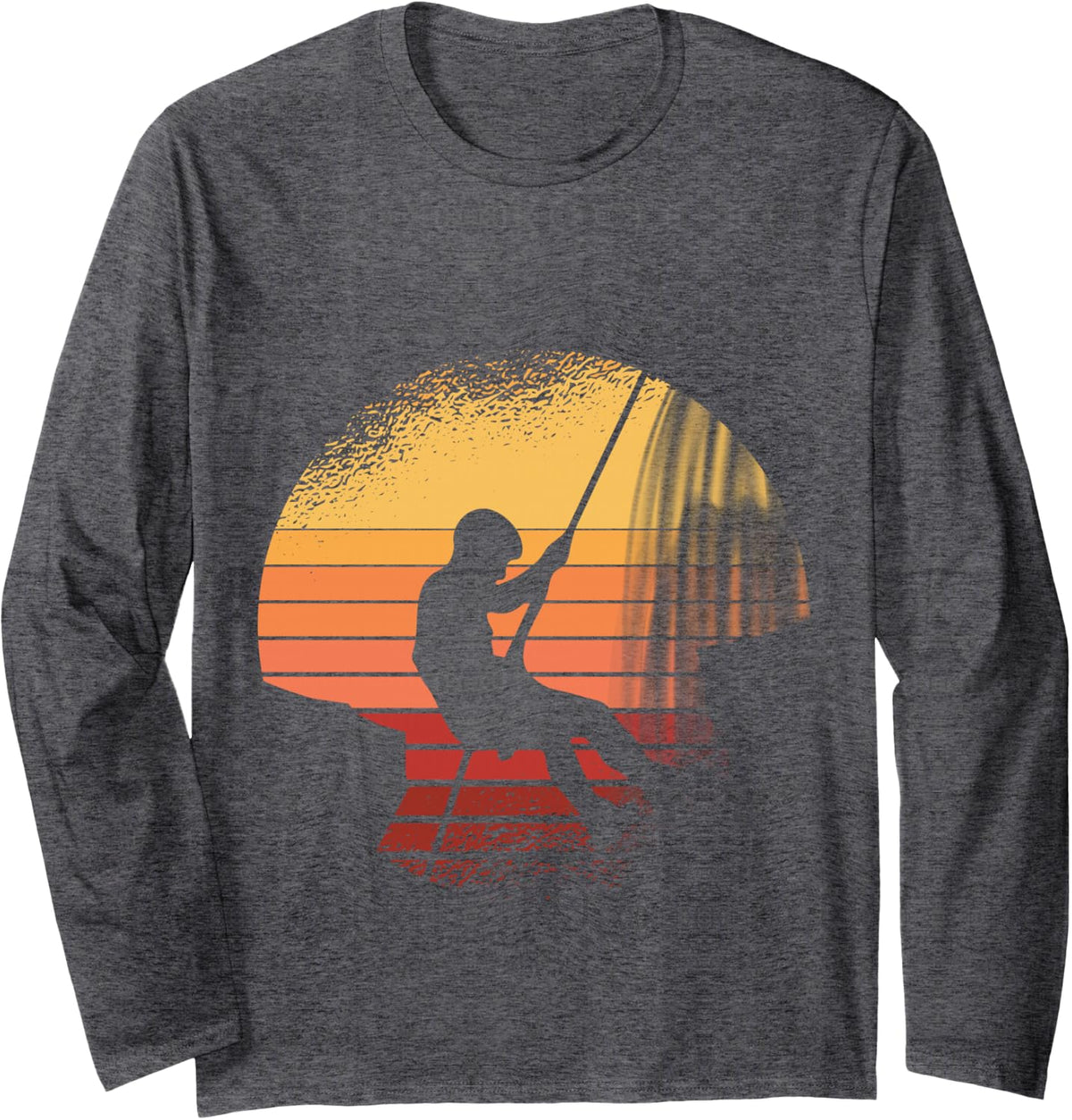 Vintage Retro Canyoning Sunset Waterfull Canyoneering Long Sleeve T-Shirt - Adult Unisex Dark Heather Grey