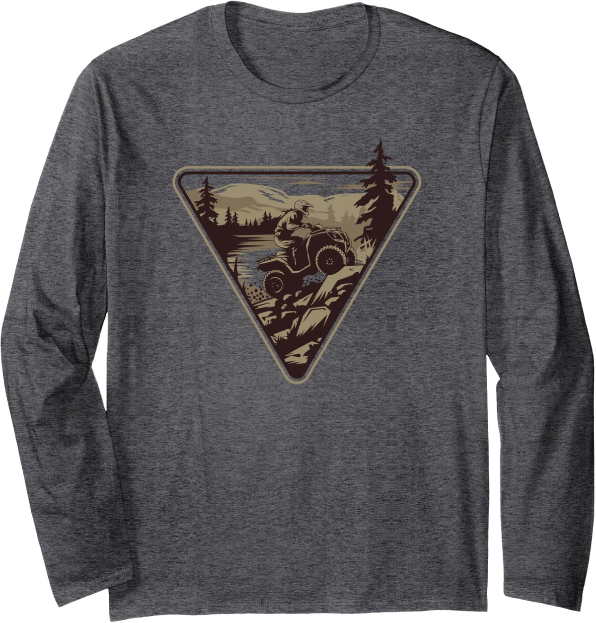 Mountain Climbing ATV 4 Wheeler Long Sleeve T-Shirt - Adult Unisex Dark Heather Grey