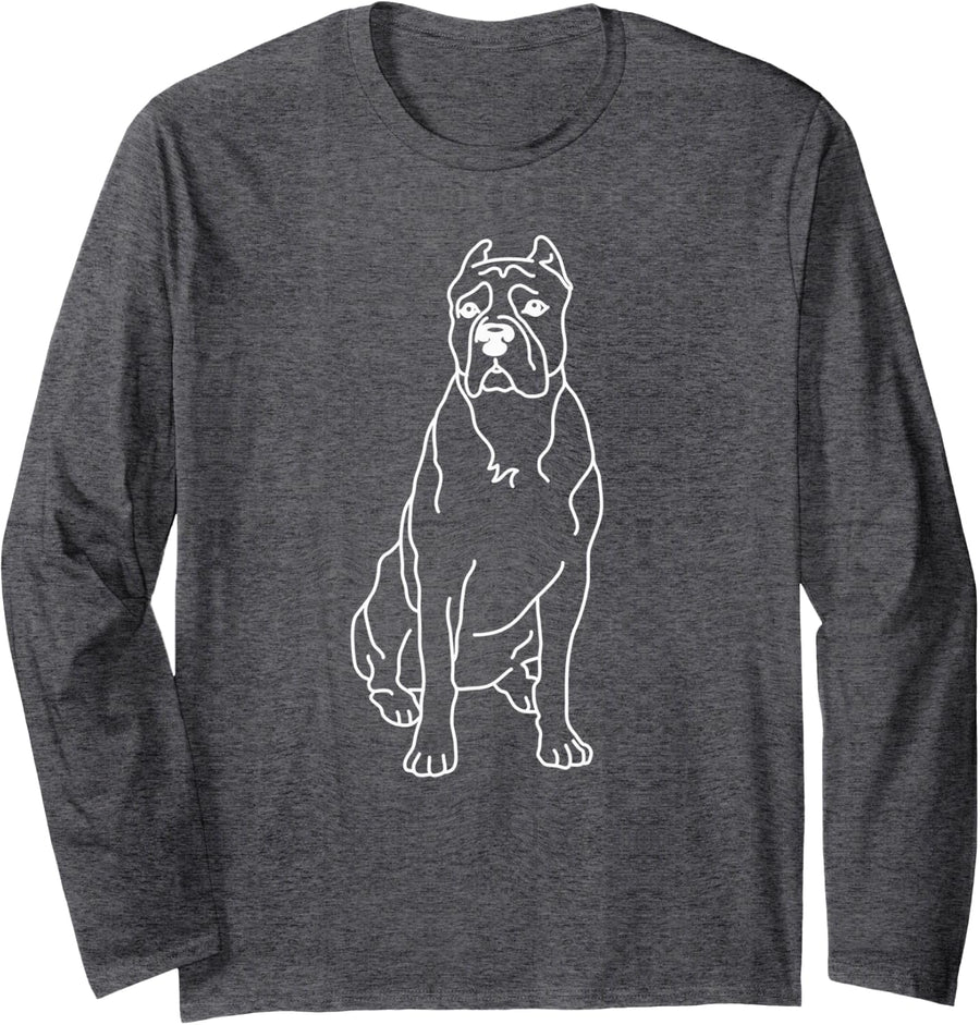 Cane Corso Dog Puppy Graphic Long Sleeve T-Shirt - Adult Unisex Dark Heather Grey