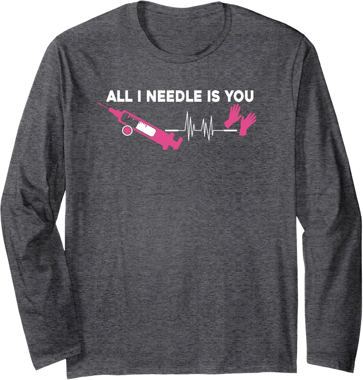 Phlebotomist Tech Medical Vein Nurse Phlebotomy Technician Long Sleeve T-Shirt - Adult Unisex Dark Heather Grey
