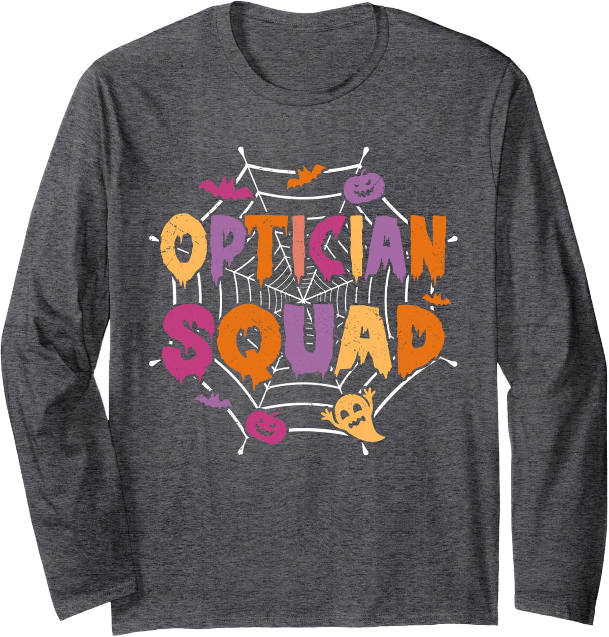 Halloween Optician Squad Matching Optometrist Long Sleeve T-Shirt - Adult Unisex Dark Heather Grey