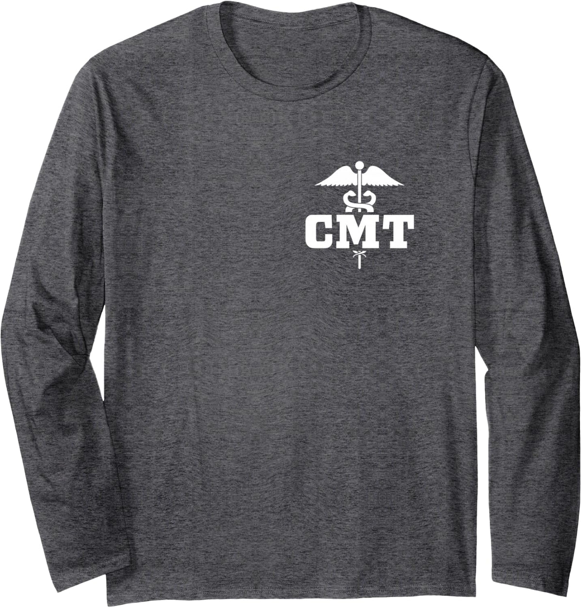 Certified Medication Technician CMT Caduceus Medication Tech Long Sleeve T-Shirt - Adult Unisex Dark Heather Grey