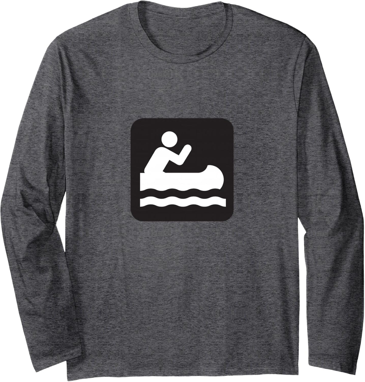 Outdoors Water Sports Canoe Canoeist Long Sleeve T-Shirt - Adult Unisex Dark Heather Grey