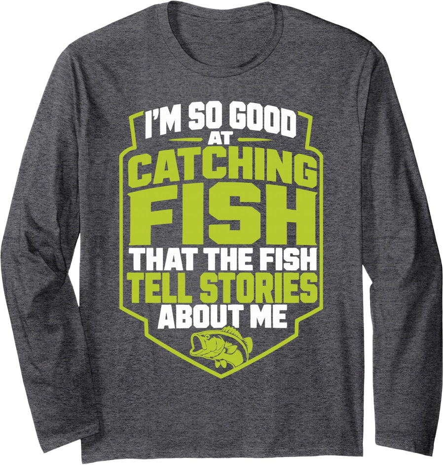 Bass Fishing Humor Angler Largemouth Bass Long Sleeve T-Shirt - Adult Unisex Dark Heather Grey