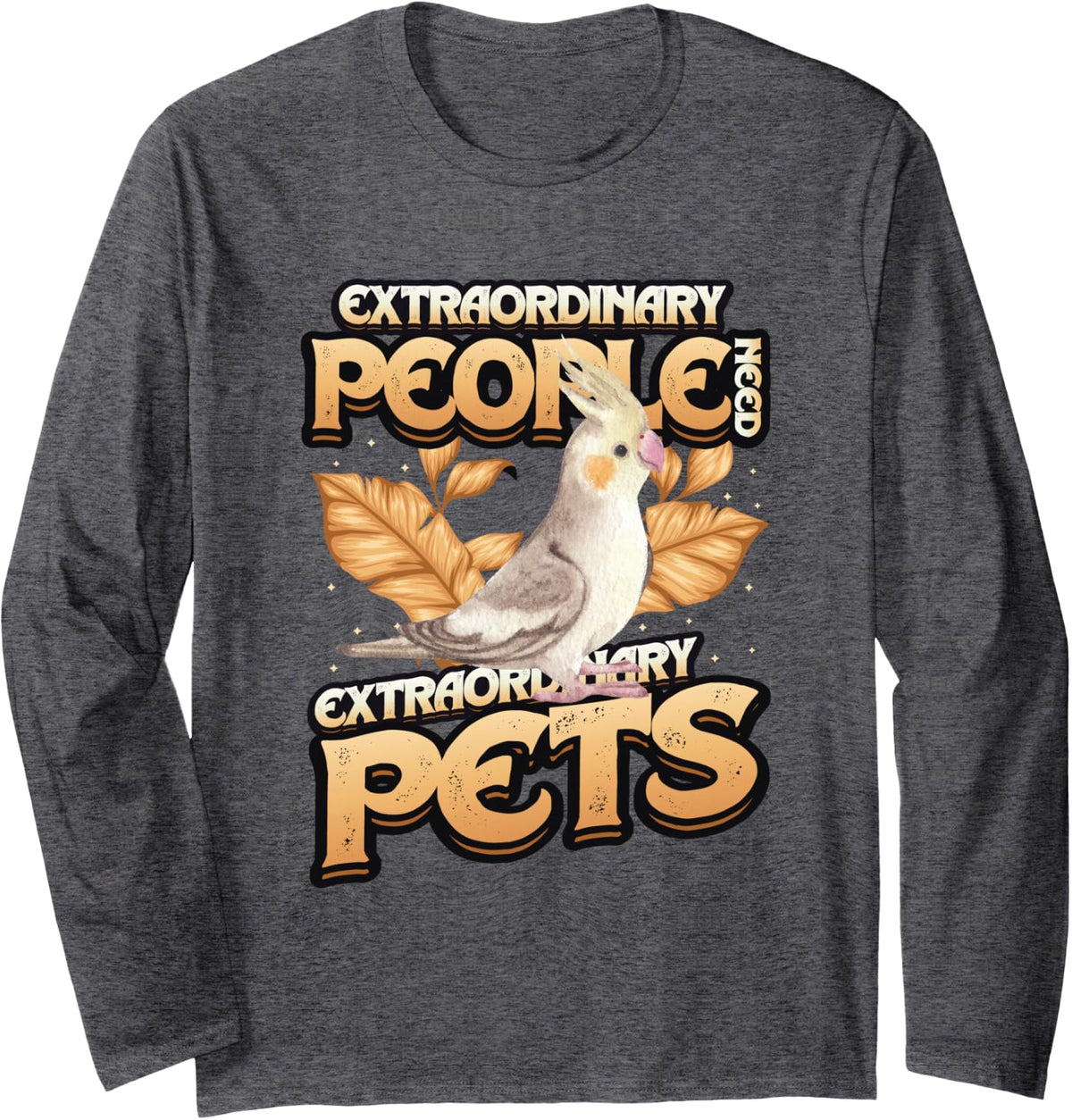 Pet Cockatiel Keepers Cockatiel Long Sleeve T-Shirt - Adult Unisex Dark Heather Grey