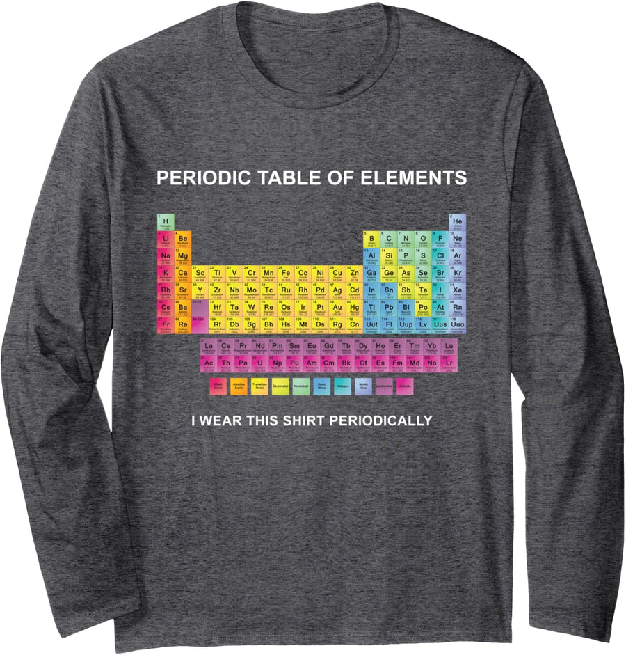 Periodic Table Of Elements Long Sleeve T-shirt Long Sleeve T-Shirt - Adult Unisex Dark Heather Grey