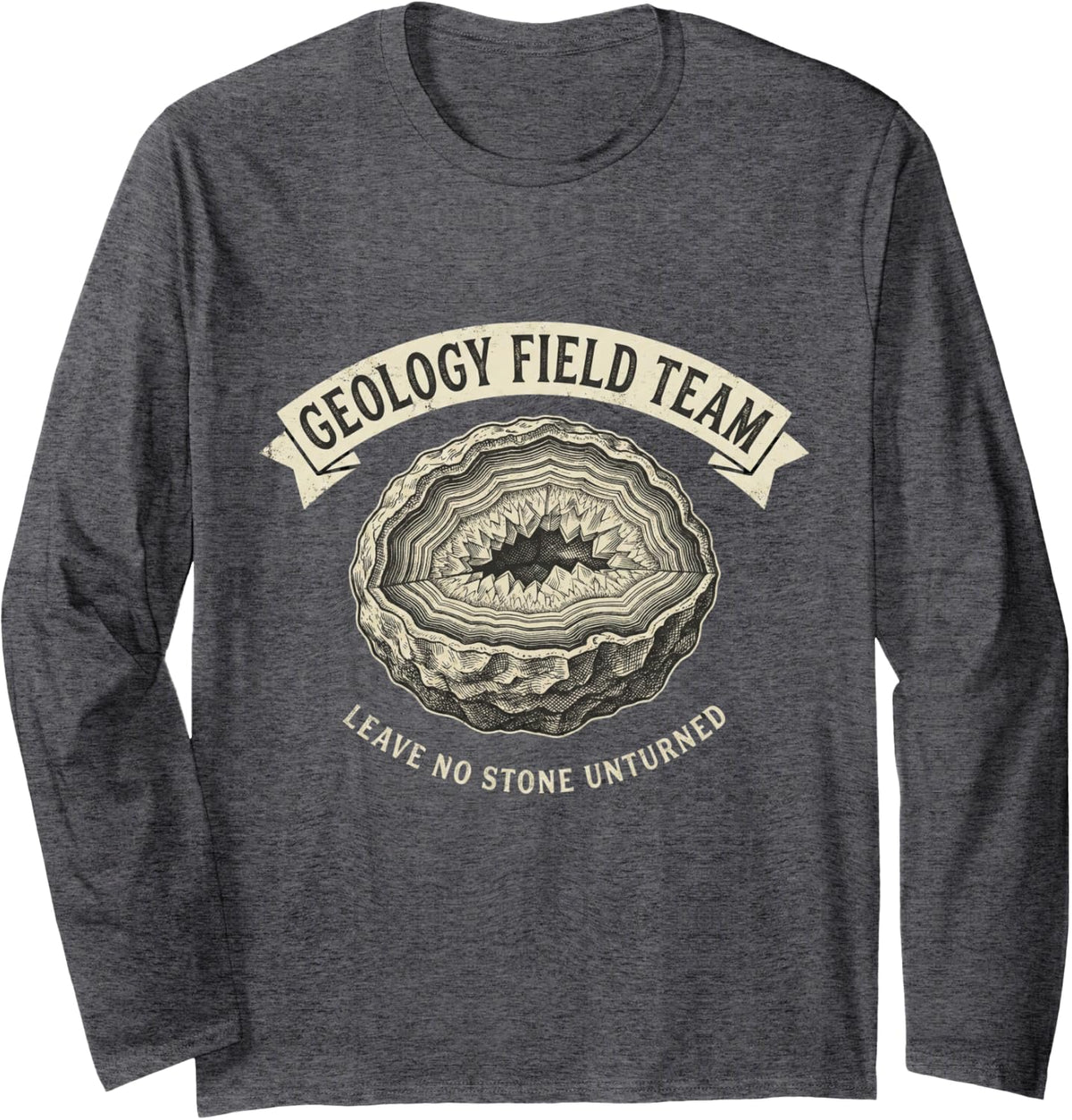 Geology Field Team Vintage Rock Hound Geologist Gifts Men Long Sleeve T-Shirt - Adult Unisex Dark Heather Grey