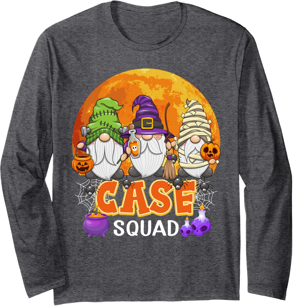Case Squad Halloween Case Manager Gnome Matching Long Sleeve T-Shirt - Adult Unisex Dark Heather Grey