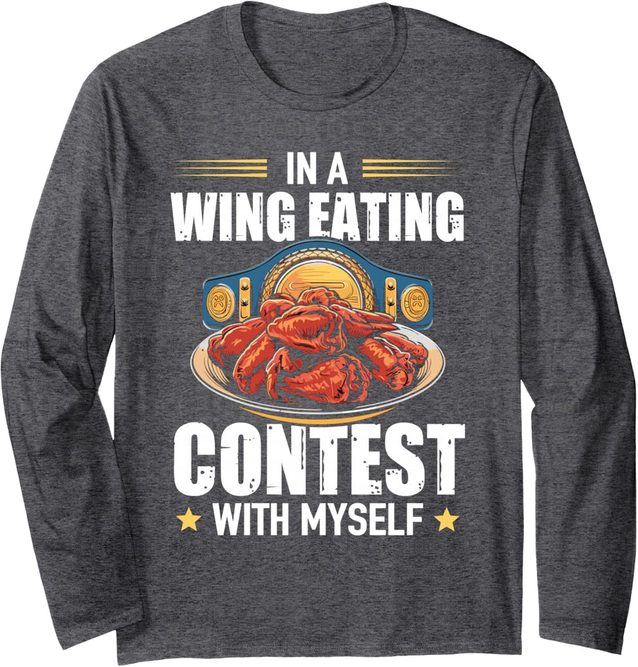 Chicken Wings Competition BBQ Buffalo Sauce Salty Pepper Long Sleeve T-Shirt - Adult Unisex Dark Heather Grey