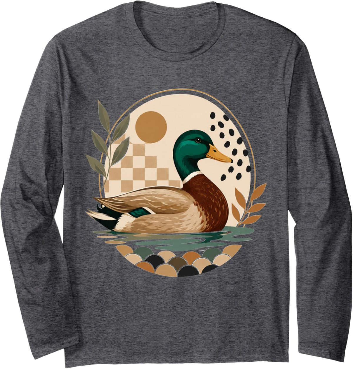 Mallard Duck Nature Birdwatching Waterfowl Long Sleeve T-Shirt - Adult Unisex Dark Heather Grey