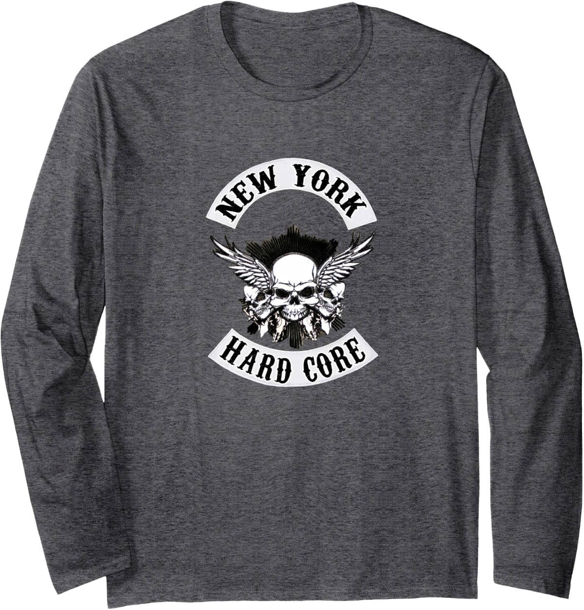 New York Hard Core NYHC USA Straight Edge Rocker Outfit Long Sleeve T-Shirt - Adult Unisex Dark Heather Grey