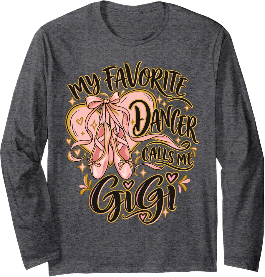 Heart Ballet Retro Fun Long Sleeve T-Shirt - Adult Unisex Dark Heather Grey