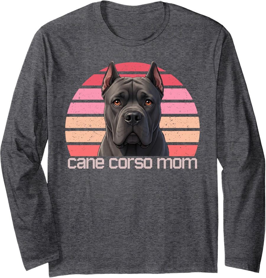 Cane Corse Mom, Dog Mom, Can Corso Canine Lovers Long Sleeve T-Shirt - Adult Unisex Dark Heather Grey