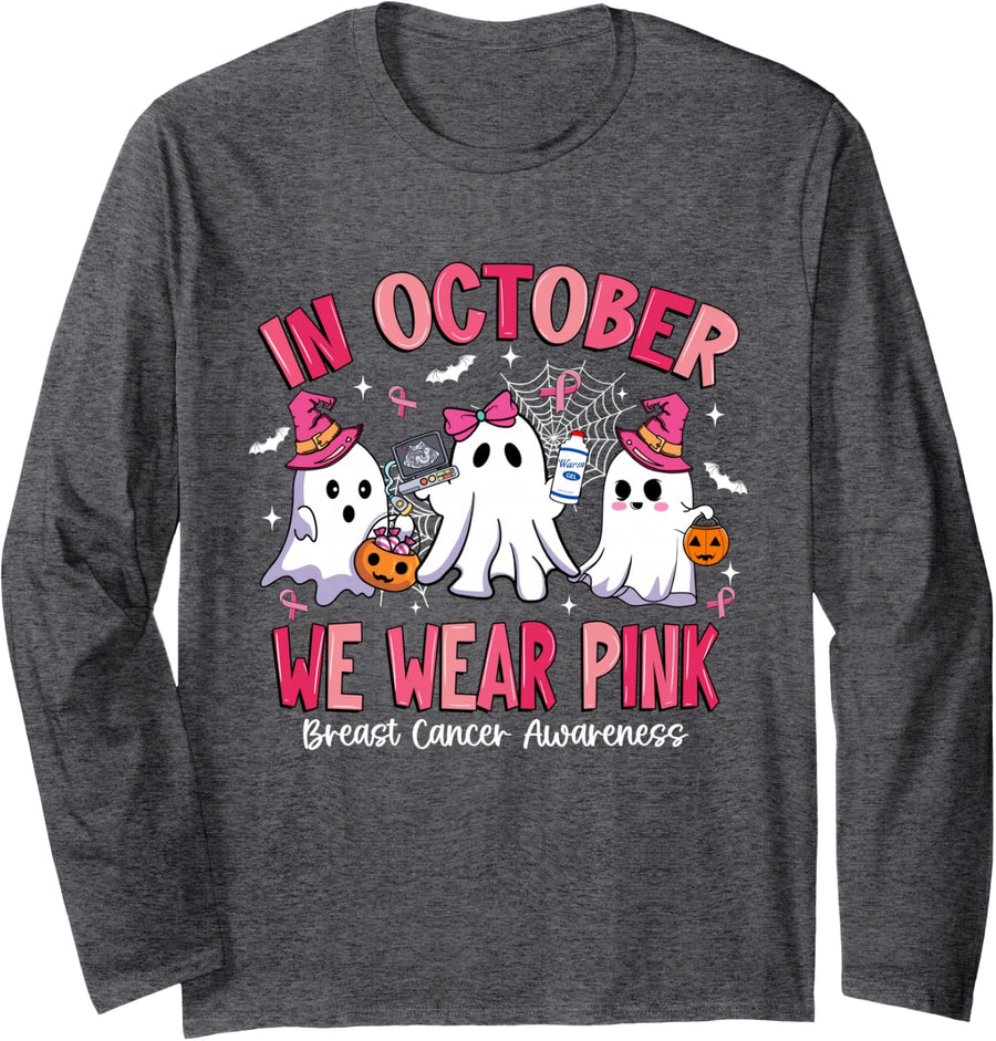 Breast Cancer Long Sleeve T-Shirt - Adult Unisex Dark Heather Grey