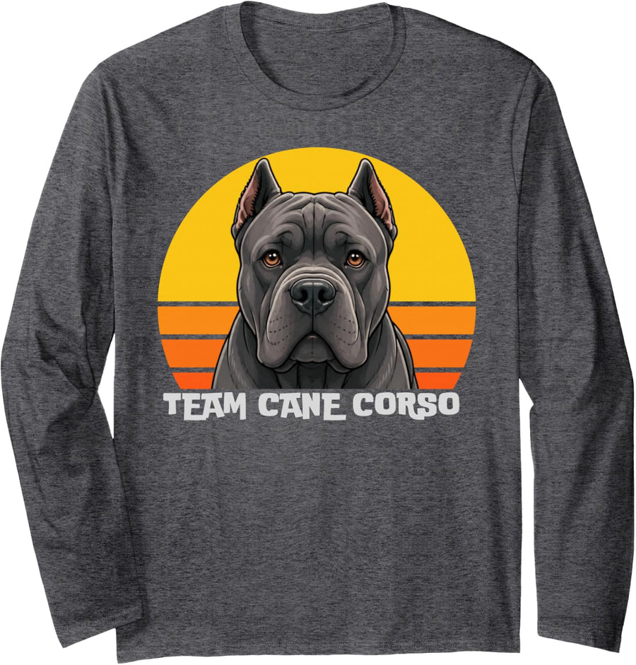 Team Cane Corse Mom, Dog Mom, Can Corso Canine Lovers Long Sleeve T-Shirt - Adult Unisex Dark Heather Grey