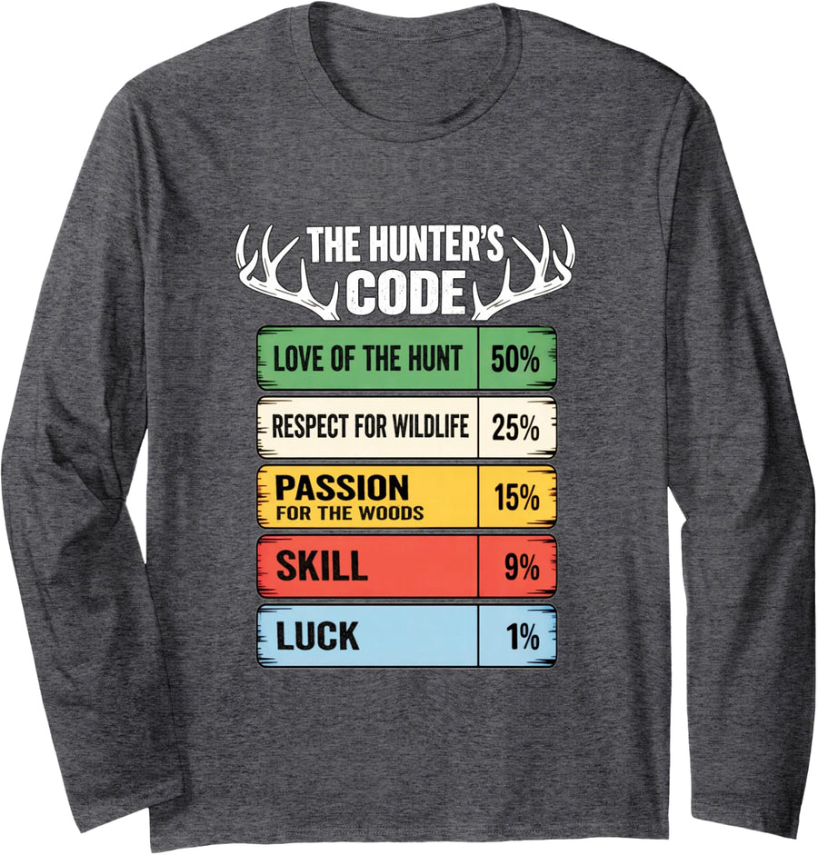 Funny Deer Hunter, Reasons Why I Missed The Deer, Hunting Long Sleeve T-Shirt - Adult Unisex Dark Heather Grey