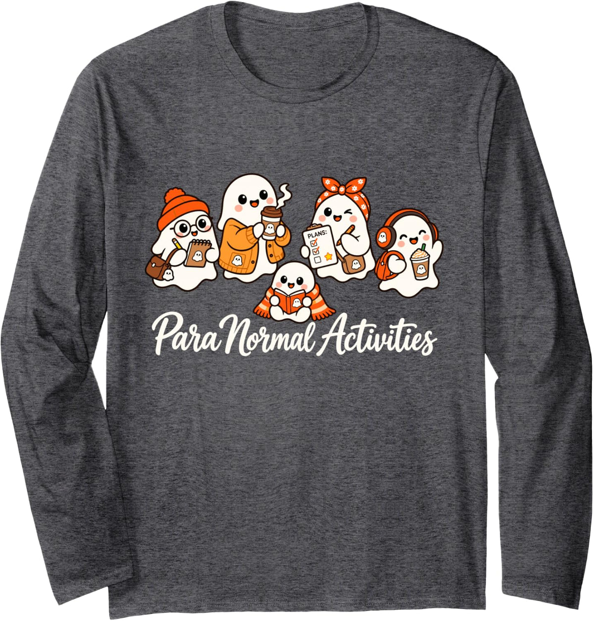 para Normal Activities Ghosts SPED Teacher Fall Halloween Long Sleeve T-Shirt - Adult Unisex Dark Heather Grey