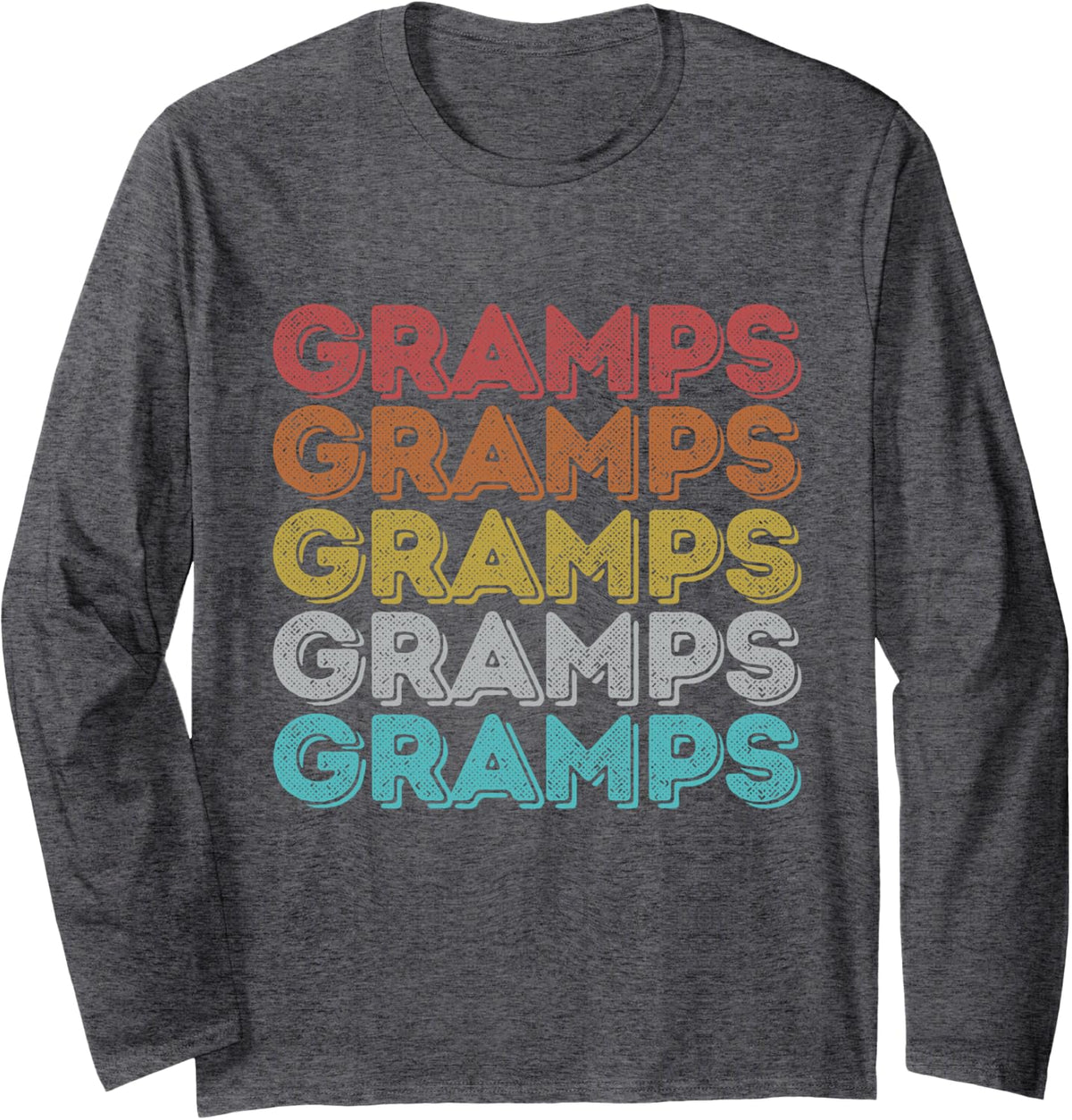 Vintage Retro Gramps Long Sleeve T-Shirt - Adult Unisex Dark Heather Grey