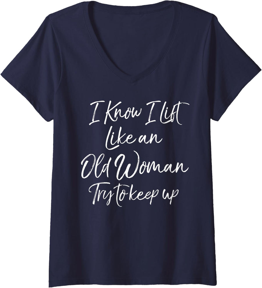 Womens Funny Workout Quote for Women Motivational Weight Lifting V-Neck T-Shirt - Navy Blue
