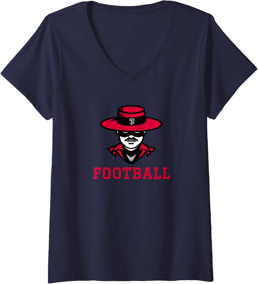 Women's Spanish Fork Dons Football V-Neck T-Shirt - Navy Blue