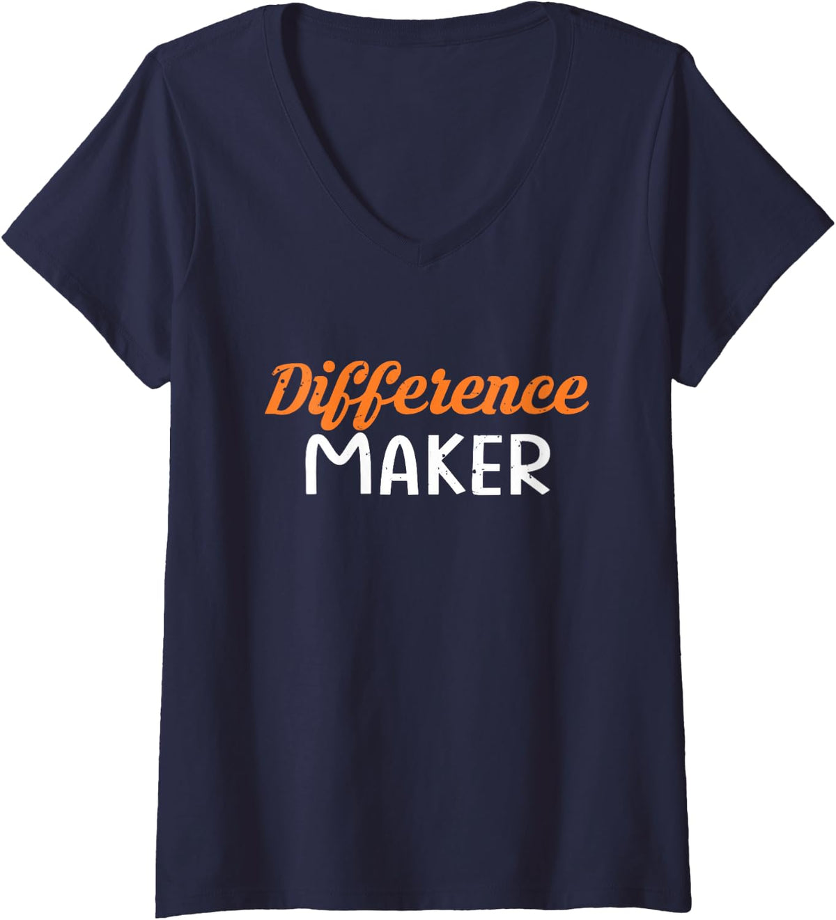 Women's Make the Difference, be the Change, Make a Difference, Strengthen V-Neck T-Shirt - Navy Blue