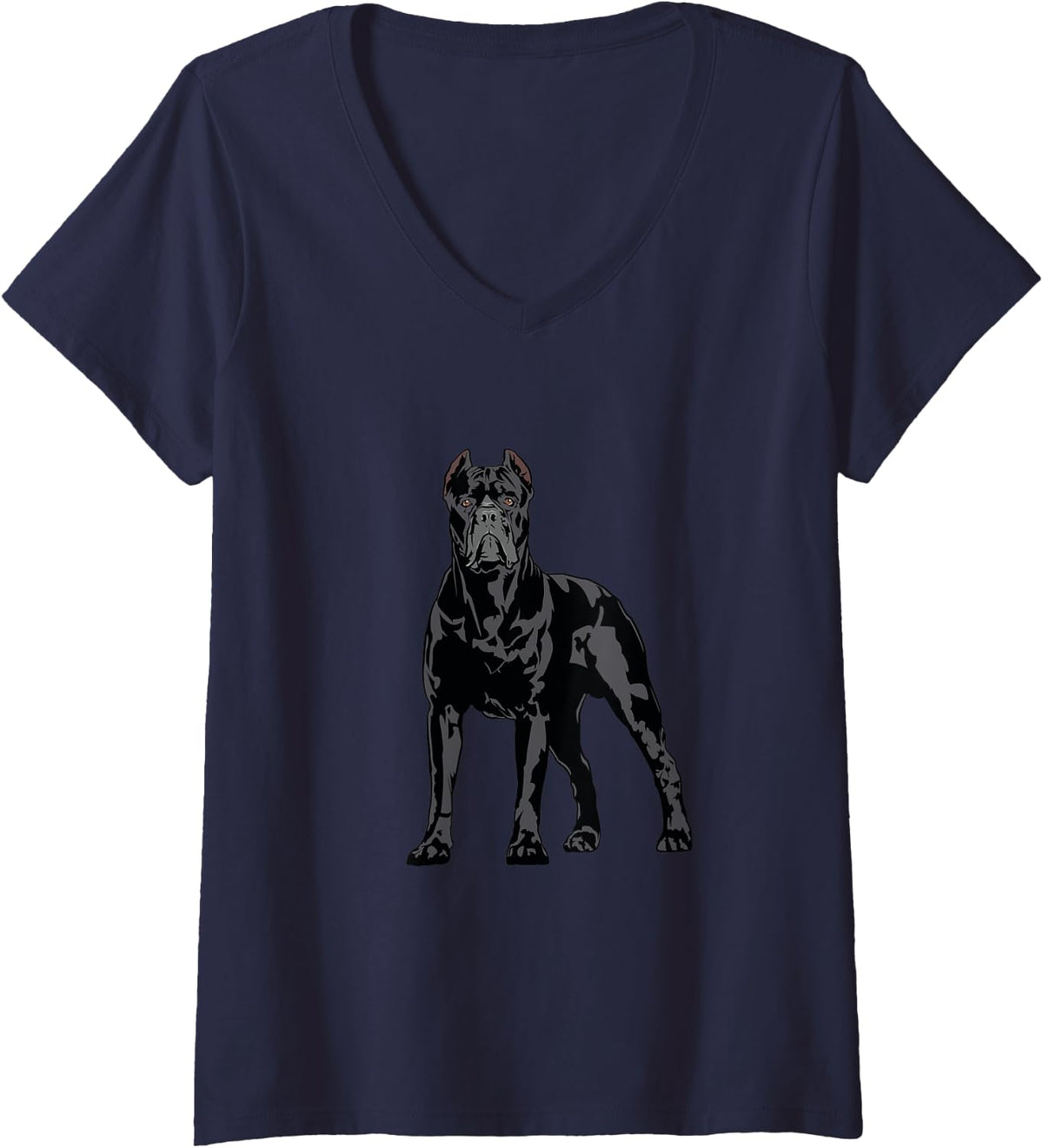 Womens Cane Corso Molosser Mastiff Italian V-Neck T-Shirt - Navy Blue